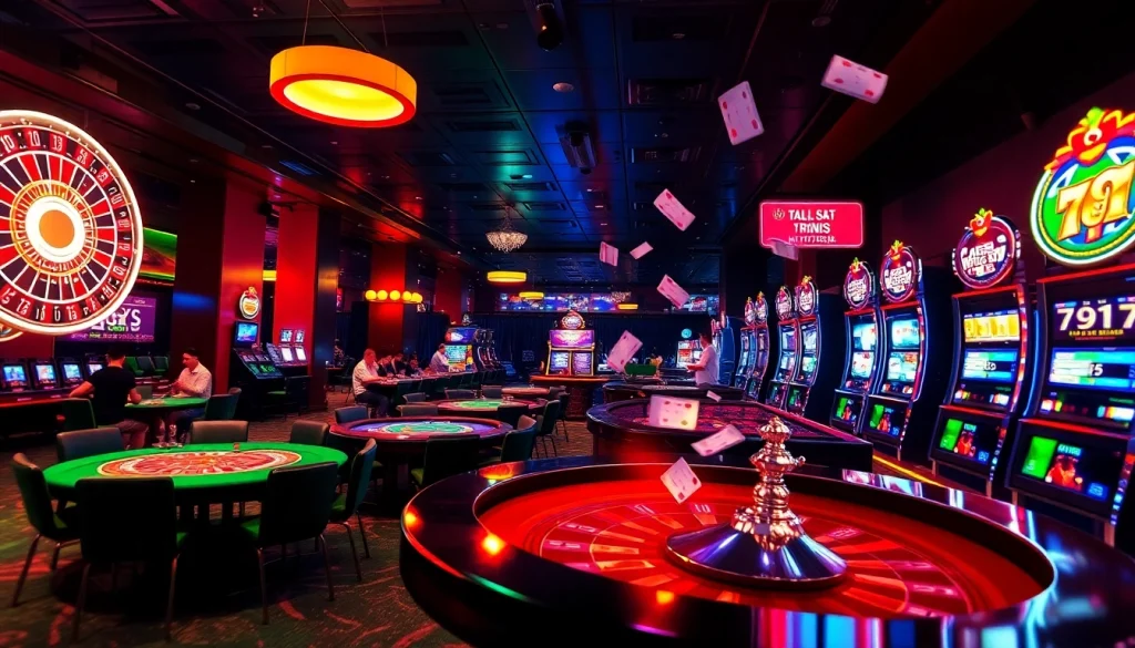 Experience high-stakes excitement at https://789ff.biz/, showcasing vibrant casino action with players at roulette and slots.